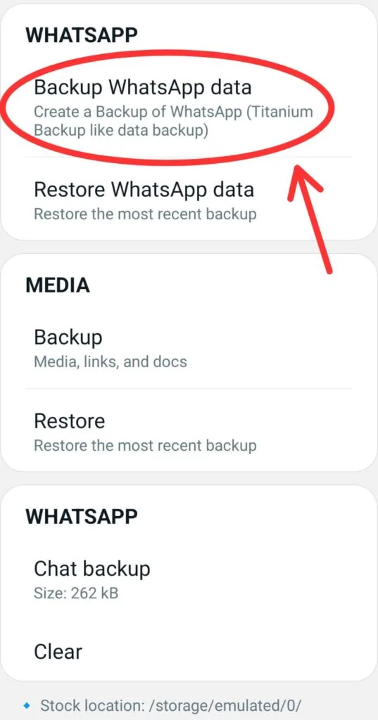 Backup Whatsapp Data