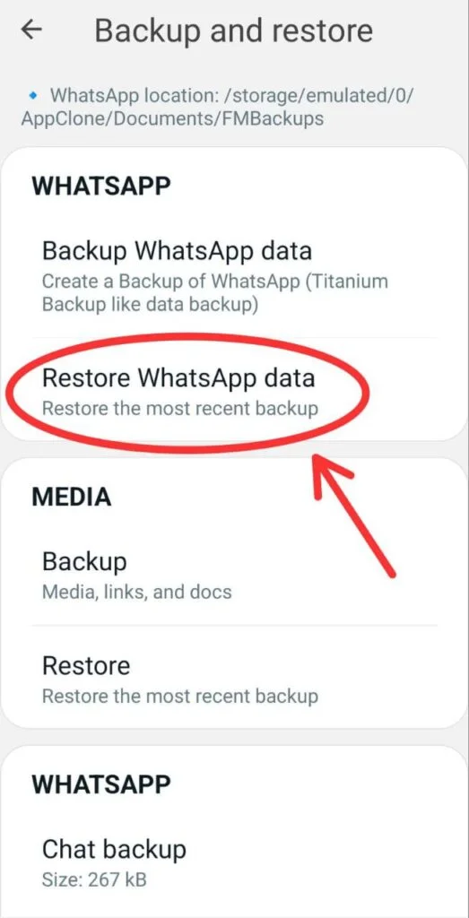 Restore Whatsapp Data
