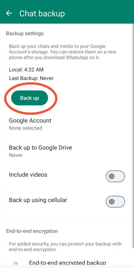 Make Backup of official Whatsapp